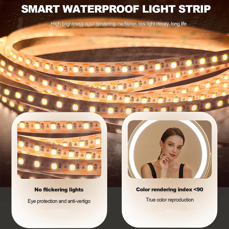 FOREENIU Large Vanity Makeup Mirror with Light,50x49cm LED Make Up Mirror,90° Rotate Degrees with 3 Color Dimming for Bedroom, Dressing Table,Birthday Gift for Women - Image 5