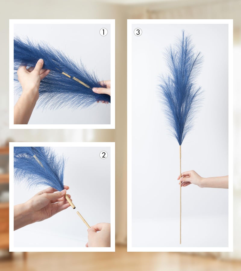 MUUNC 9 Pcs 45" Tall Pampas Grass Blue Decor, Long Stem Artificial Flower Floor Vase Large Faux Floral Pompas Fake Plants Dried Bouquet Arrangement Vase Filler for Boho Home Wedding Decoration - Image 4