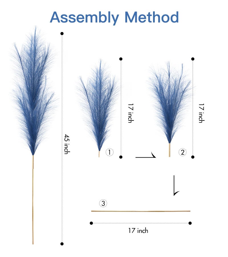 MUUNC 9 Pcs 45" Tall Pampas Grass Blue Decor, Long Stem Artificial Flower Floor Vase Large Faux Floral Pompas Fake Plants Dried Bouquet Arrangement Vase Filler for Boho Home Wedding Decoration - Image 3