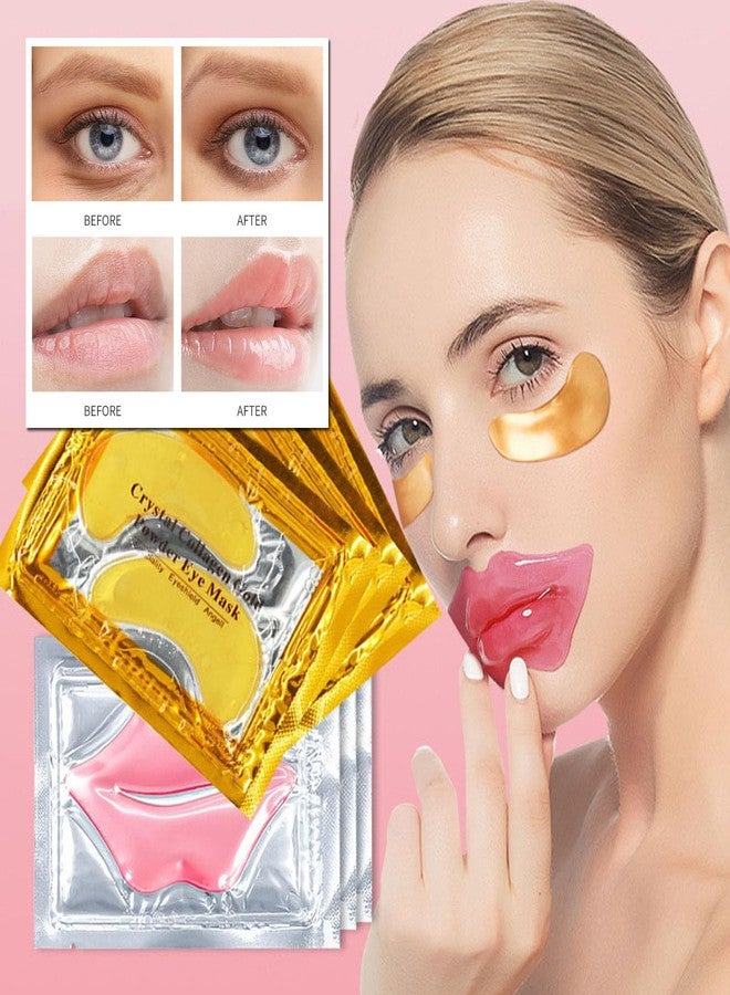 Blopuivo مجموعة بلوبويفو 32 زوجًا من أقنعة الشفاه مع قناع للعين، لصقات الكولاجين عيار 24 للعينين لعلاج الهالات السوداء وانتفاخ العينين، تقليل تجاعيد الشفاه، مكافحة التشققات وإزالة الجلد الميت من الشفاه، تغذية بشرة الشفاه والعينين (32) - Image 5
