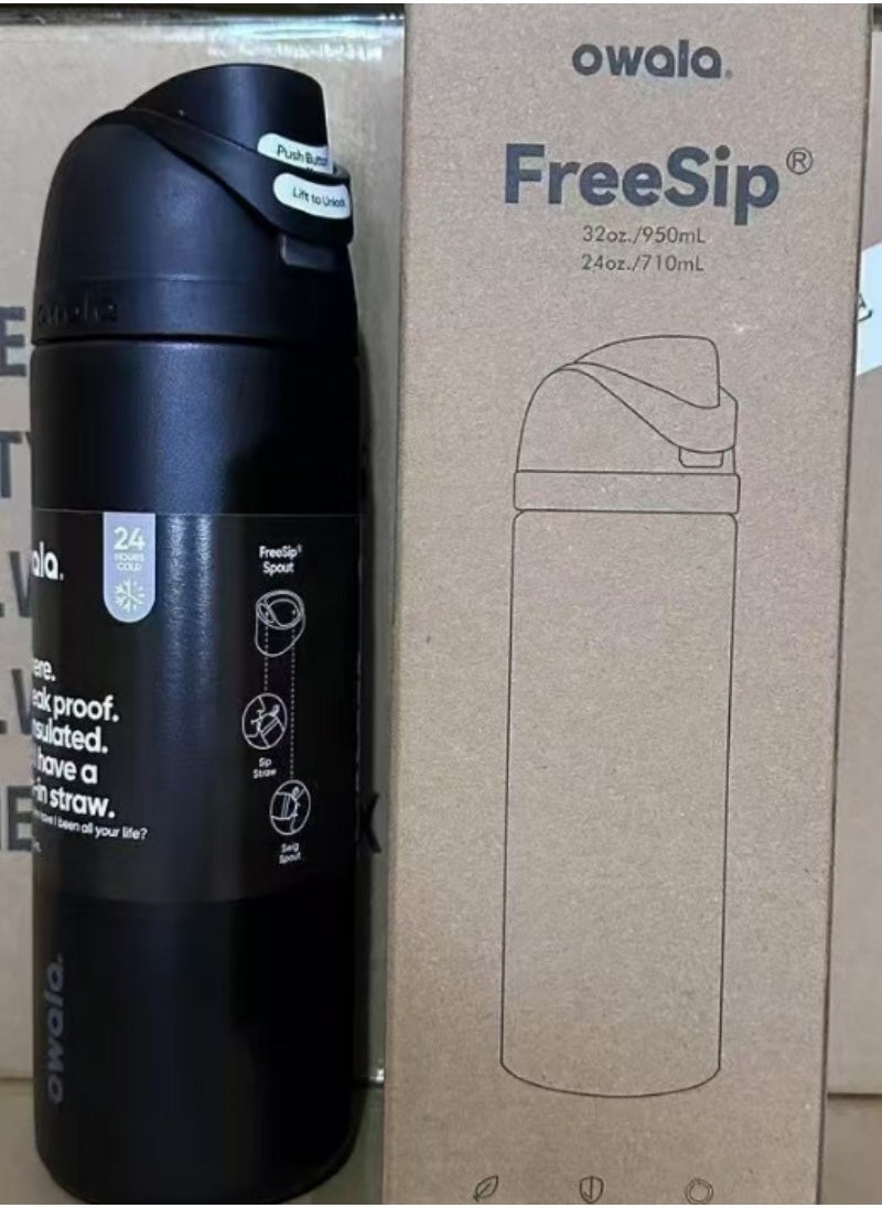 Owala - Owala FreeSip Insulated Stainless Steel Water Bottle with Straw for Sports and Travel, BPA-Free, 24oz, Grey - Image 1