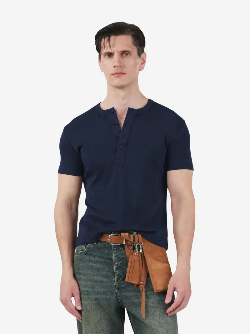 جيستو GIESTO Slim Fit Button-Up Crew Neck T-Shirt