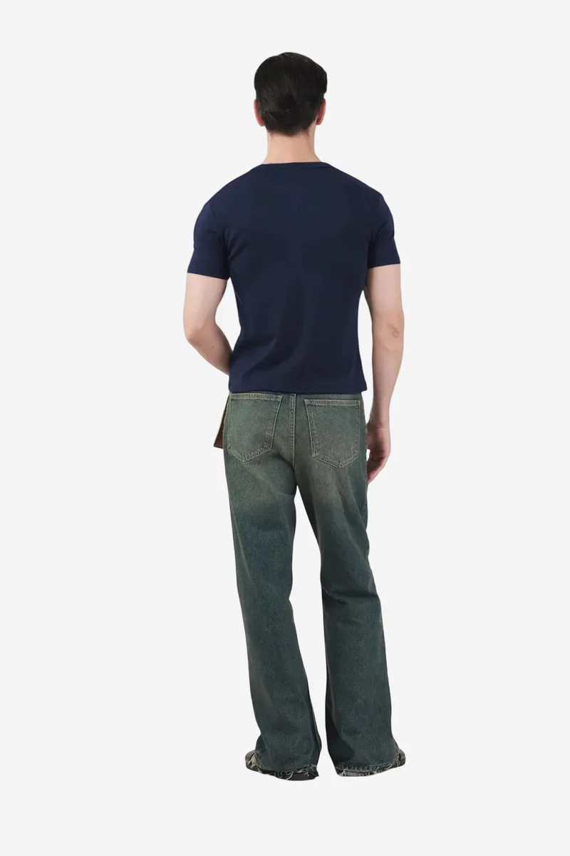 Giesto Navy Blue GIESTO Slim Fit Button-Up Crew Neck T-Shirt for Men | Best Price UAE