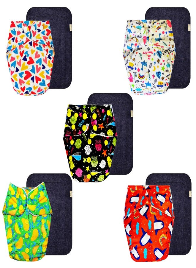 Dumbledo Premium Cloth Diaper with Black Insert (Pack of 5) | Dry Feel and Comfortable | Breathable | Travel Friendly | Perfect for Indian Summers | 3 Months - 3 Years | Unisex Baby - Image 1