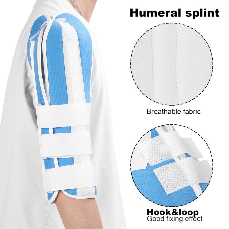 klarako Humerus Splint, Humerus Fracture Splint Adjustable Upper Arm Splint Breathable Humeral Shaft Brace Support for Fracture Recovery(L-blue) - Image 4