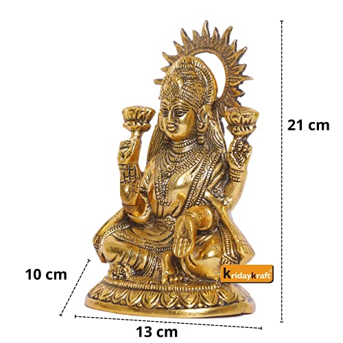 KridayKraft Laxmi ji Metal Statue for Pooja Room,Maa Laxmi Idol Murti Decorative Your Home,Office & Religious Idol Gift Article,Showpiece Figurines..., Gold - Image 2