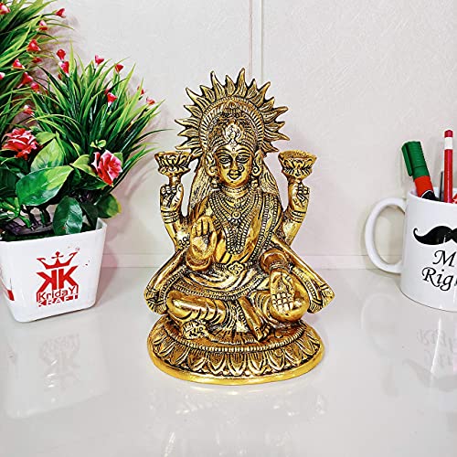 KridayKraft Laxmi ji Metal Statue for Pooja Room,Maa Laxmi Idol Murti Decorative Your Home,Office & Religious Idol Gift Article,Showpiece Figurines..., Gold - Image 5