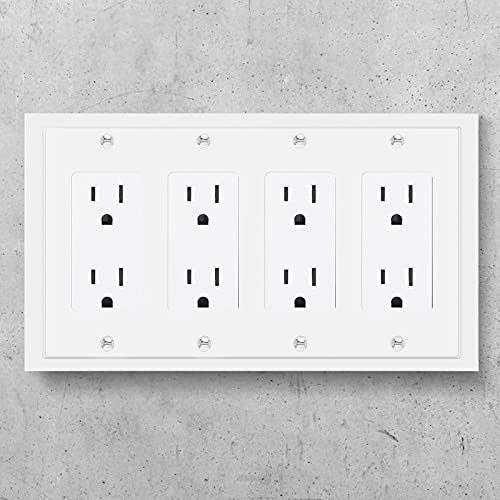 Henne Bery Modern Edge Decorative Wall Plate Switch Plate Outlet Cover, Durable Solid Zinc Alloy (Quad Decorator, White) - Image 4