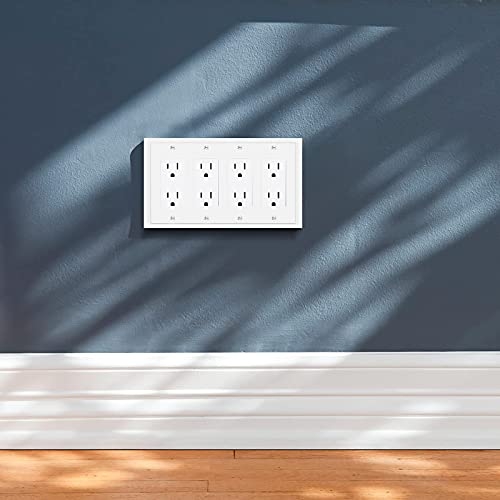 Henne Bery Modern Edge Decorative Wall Plate Switch Plate Outlet Cover, Durable Solid Zinc Alloy (Quad Decorator, White) - Image 5
