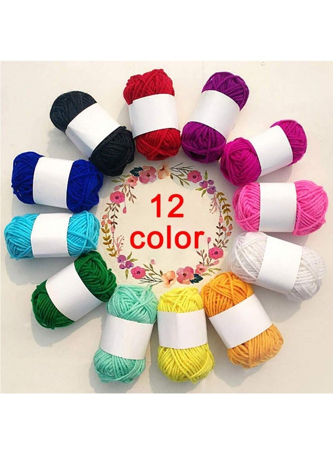 DURKU Soft Acrylic Yarn, Perfect Rainbow DIY for Hand Needlework Knitting and Crochet Woven Project, Great for Scarves, Hats, and Craft Projects (10g, Assorted Colors, 12 Pieces) - Image 1