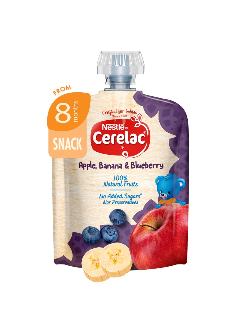 Cerelac Apple Banana & Blueberry Fruit Puree Baby Food (8m+) 80gm - Image 1