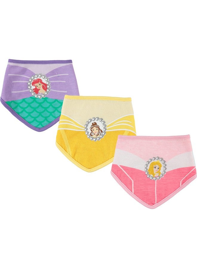 Happy Threads Disney Princess Baby Girls 3 Pack Bandana Gift Set (Purple/Yellow/Pink, 12 Months)