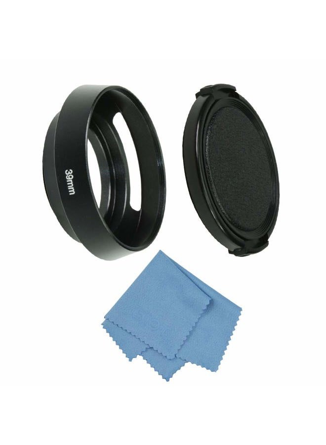 SIOTI 39mm Lens Hood, Oxidation Matte Anti Reflective Treatment, Aluminum Alloy, with 1 * 52mm Lens Cap, Compatible with Sony/Canon/Nikon/Fuji etc >40mm Camera Lens - Image 1