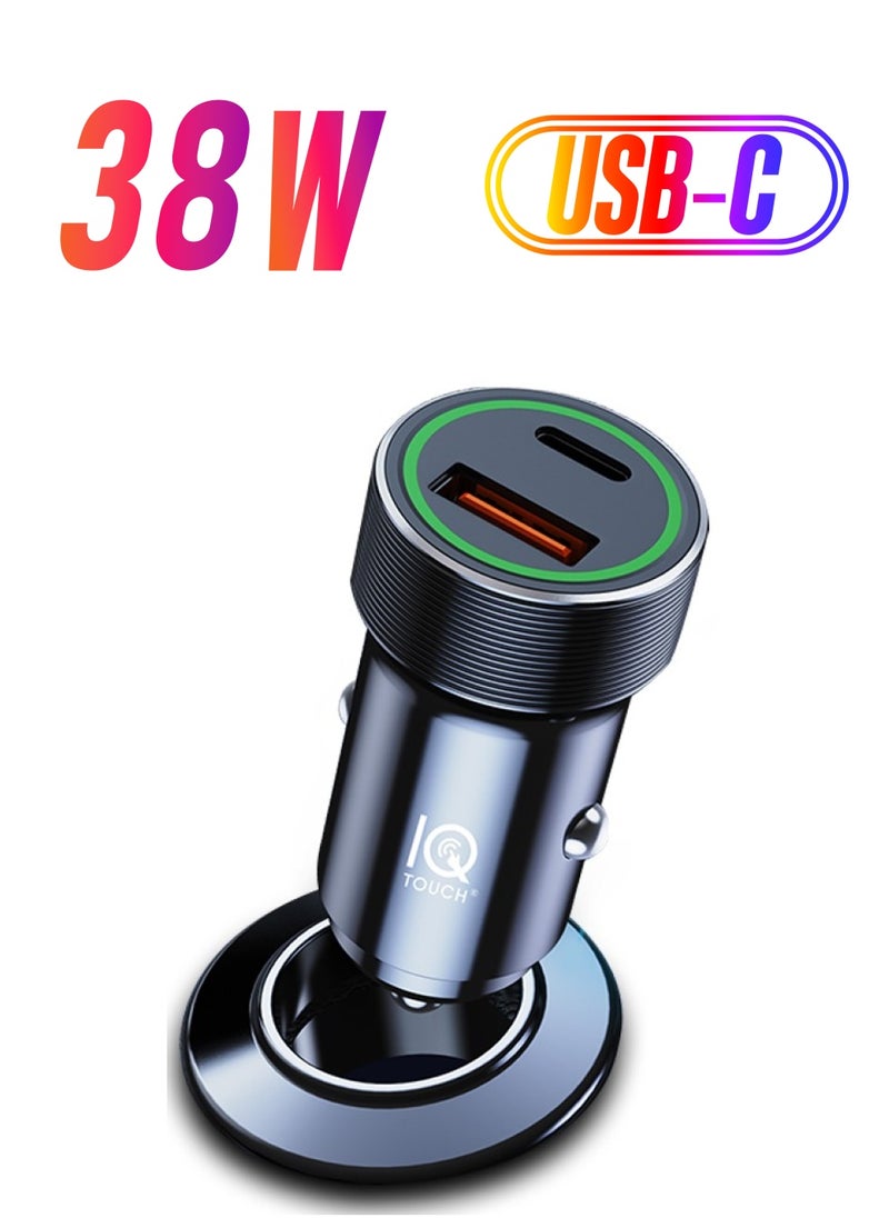 IQ TOUCH IQ TOUCH Car Charger 38W + C-L Braided Cable Inside, Black 