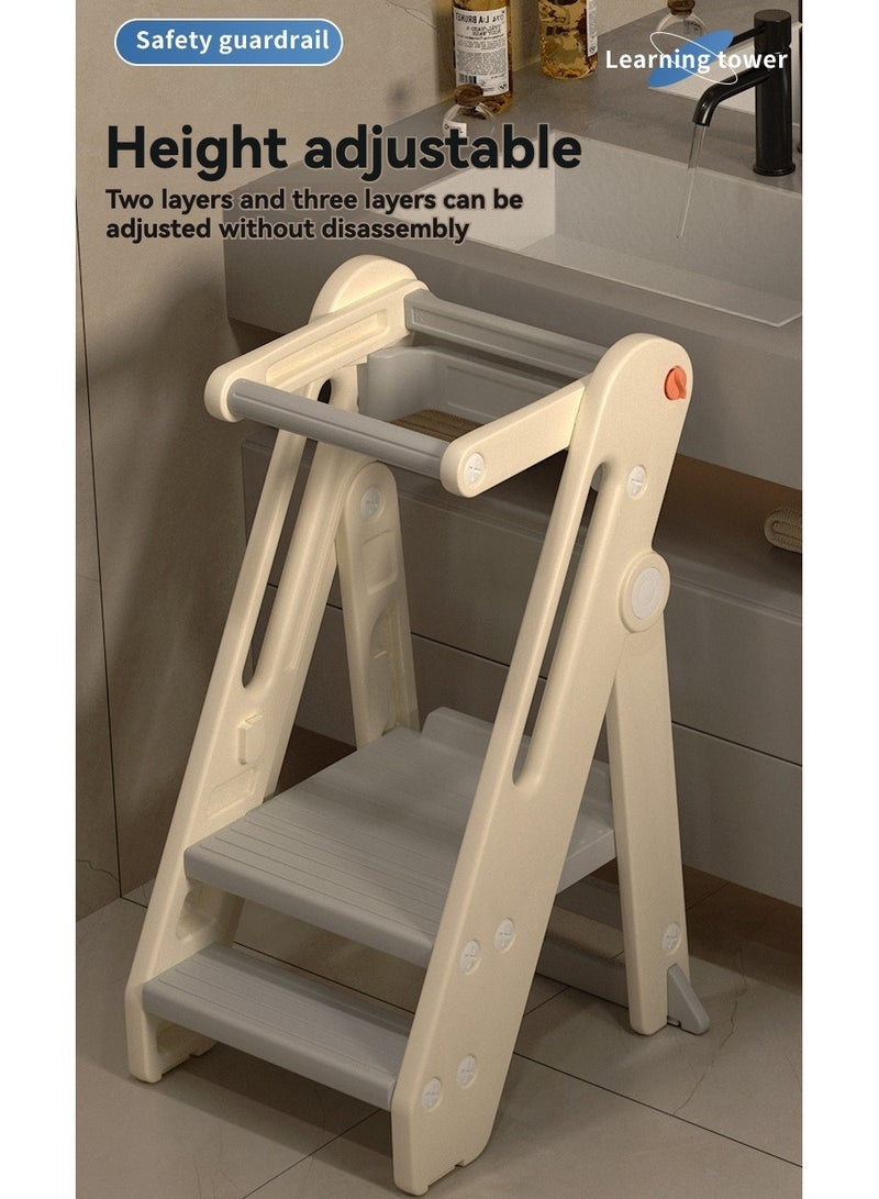 RUCUIAPE Step stool foldable adjustable Montessori learning tower, baby walking chair, children's climbing chair, step stool Ramadan gift - Image 3
