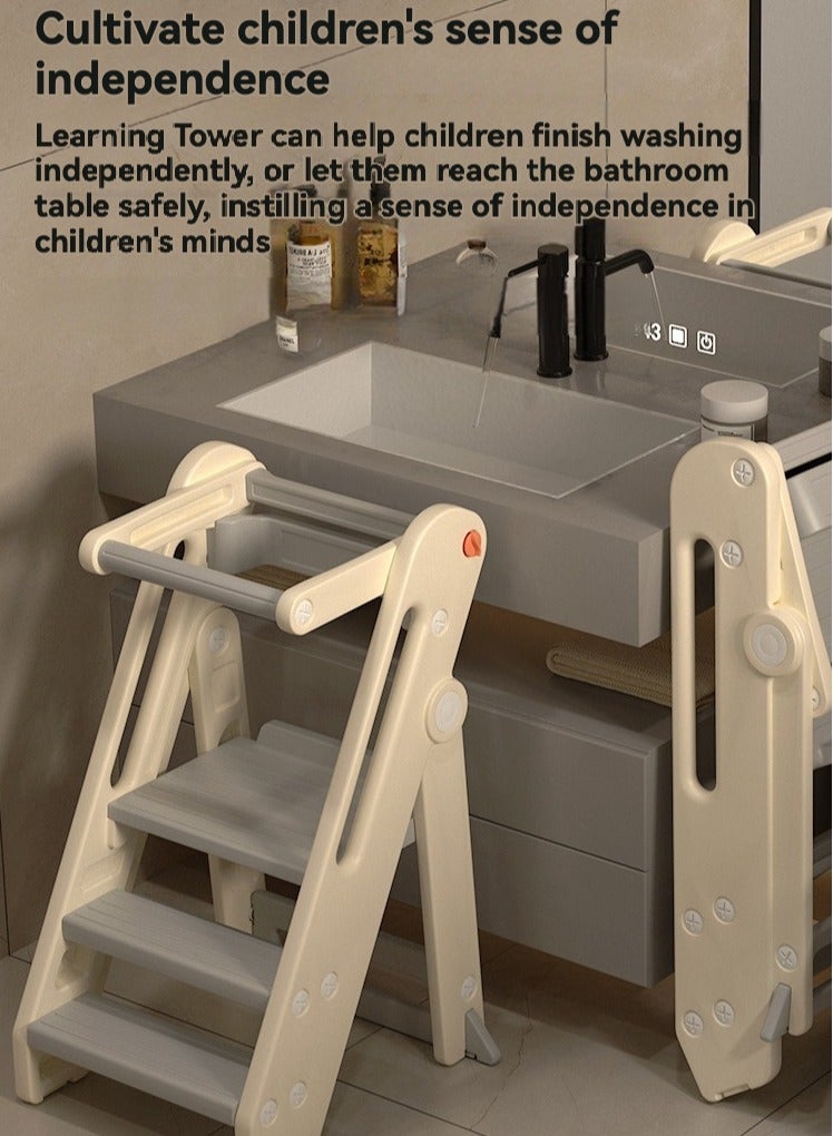 RUCUIAPE Step stool foldable adjustable Montessori learning tower, baby walking chair, children's climbing chair, step stool Ramadan gift - Image 2