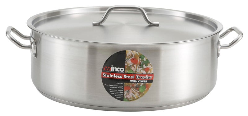 Winware - Stainless Steel 25 Quart Brasier with Cover - Image 2