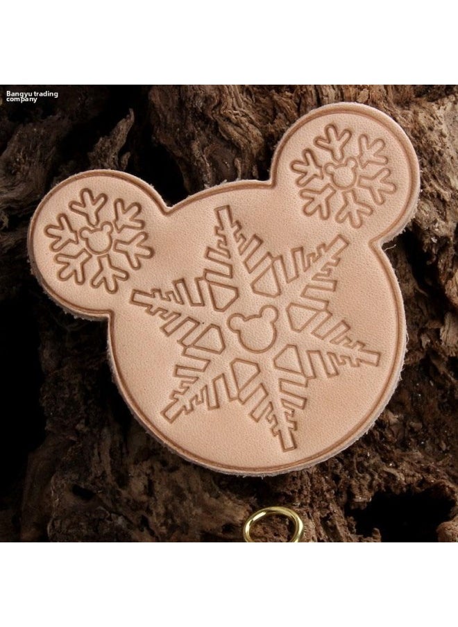 Generic - Primary Color Plant-made Three-dimensional Pendant Pendant For Traveler's Notebook Accessories Real Cowhide Handmade Leather Keychain Material-Color:The Years Are Quiet And Good - Image 1