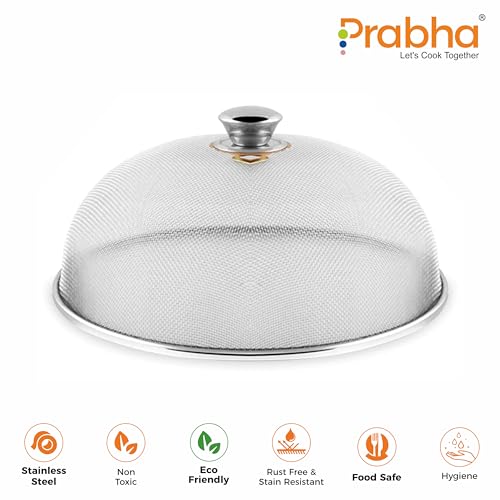 Prabha Stainless Steel Dish Cover | Keep Your Food Fresh and Stylish | Ideal for Home & Kitchen, Flies Mosquitoes Insect Proof Dining Tables Covers Fruits, Cake, Vegetable, Rice Cover. (23 CM) - Image 5