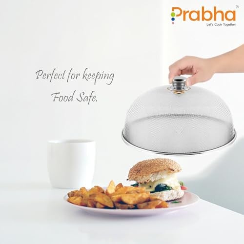 Prabha Stainless Steel Dish Cover | Keep Your Food Fresh and Stylish | Ideal for Home & Kitchen, Flies Mosquitoes Insect Proof Dining Tables Covers Fruits, Cake, Vegetable, Rice Cover. (23 CM) - Image 3