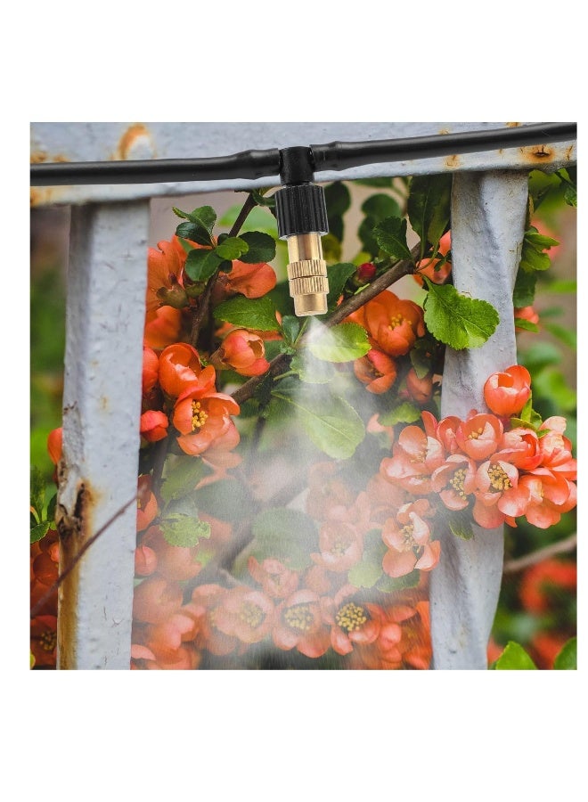 Three-Way Atomizing Nozzle, with Drip Irrigation Connector for 1/4 inch Drip Irrigation Tubing, Adjustable Sprinkler Drip Irrigation Mister Kit, for Outdoor Cooling System,  Irrigation, 20Pcs