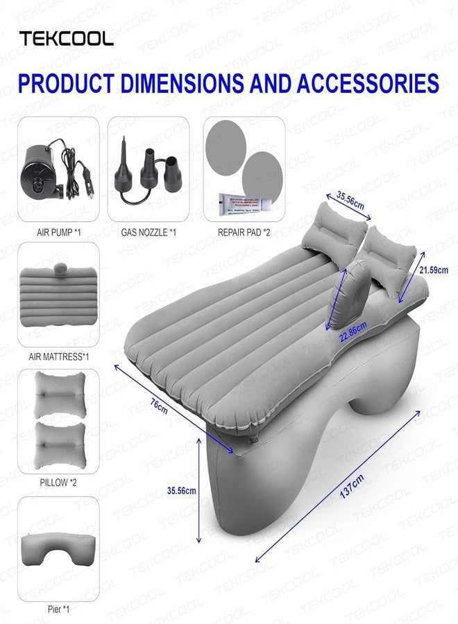 TEKCOOL Premium Car Inflatable Bed with Pump & 2 Air Pillow|Quick Inflatable Back Seat Bed|Car Inflatable Mattress|Car Bed Mattress|Car Bed For Kids,Travel,Trips,Camping,Picnic,Pool &Beach|Universal Fit|Grey/ - Image 2