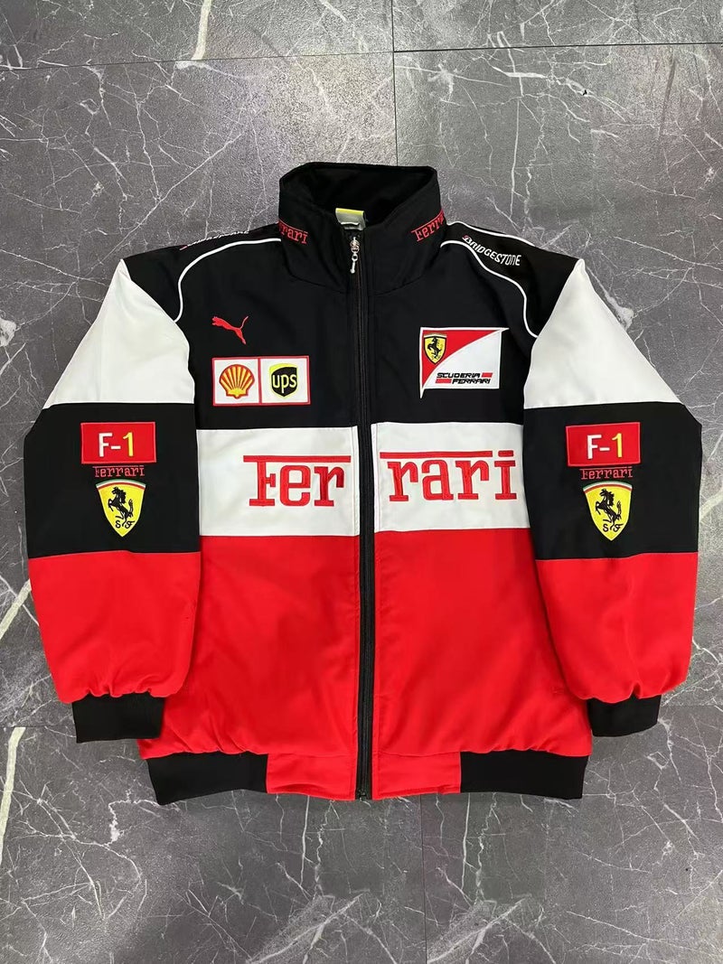 Generic F1 Embroidered Racing Suit Cotton Long Sleeve Casual (white method) (embroidery plus cotton) 