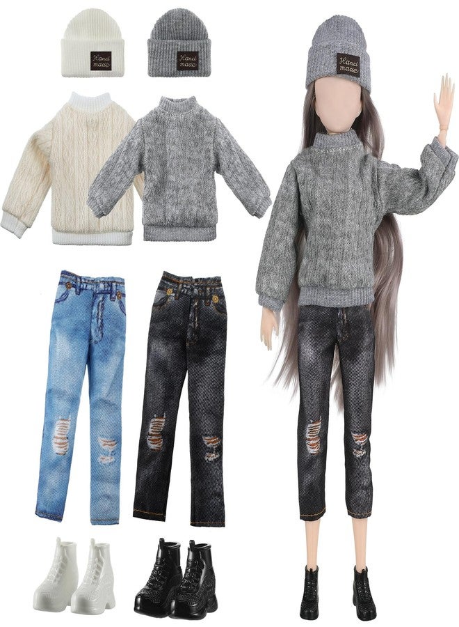 Bencailor 8 Pcs Doll Clothes Doll Accessories Include Sweater Pants Shoes Hat for Winter Christmas(Classic,12 Inch) - Image 1
