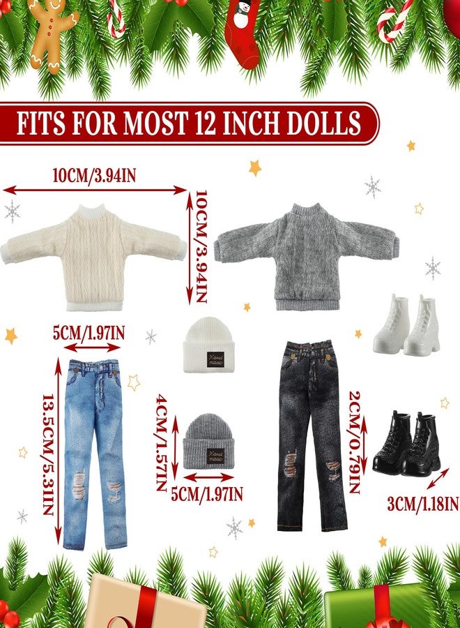 Bencailor 8 Pcs Doll Clothes Doll Accessories Include Sweater Pants Shoes Hat for Winter Christmas(Classic,12 Inch) - Image 3