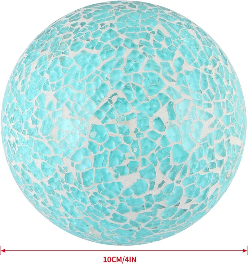 MDLUU 4" Decorative Orbs, Mosaic Sphere Balls, Centerpiece Balls for Bowls, Vases, Dining Table Decor, Pack of 3 (Teal Blue) - Image 3
