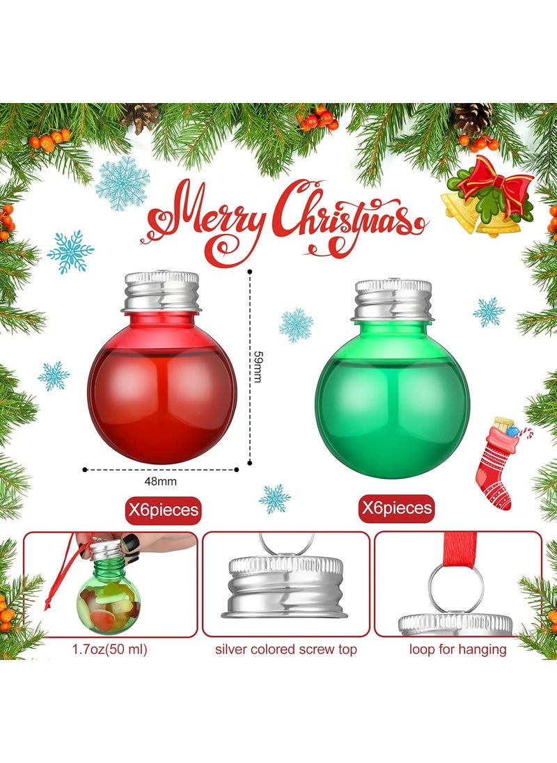 Nuenen Nuenen 12 Pieces Christmas Clear Plastic Ornaments Balls Christmas Fillable Tree Ornaments Plastic Hanging Decoration Pendant Ball for Home Holiday Decor  - Image 3