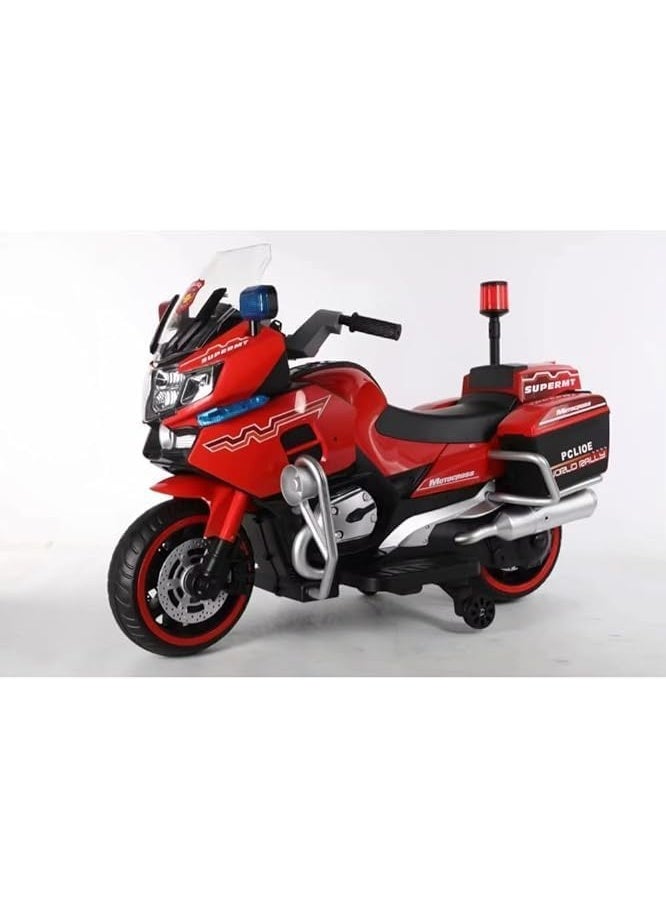 GTG Toys Electric Motorcycle for Kids, Police Bike Design, Three Wheels, LED Lights and Music, (red) - Image 1
