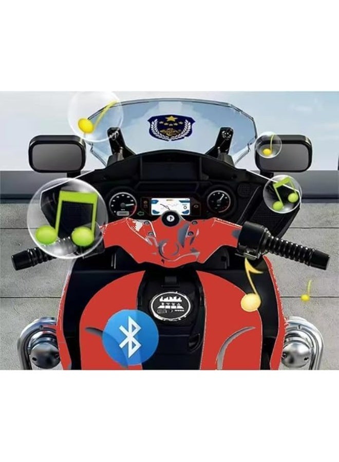 GTG Toys Electric Motorcycle for Kids, Police Bike Design, Three Wheels, LED Lights and Music, (red) - Image 3