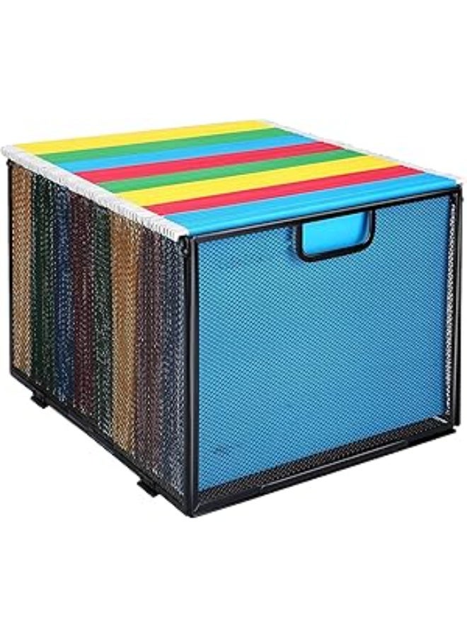 Hanging File Folder Organizer, Mesh Metal File Organizer Box Office Filing Crate Folder Holder Storage Box, Letter Size/Black