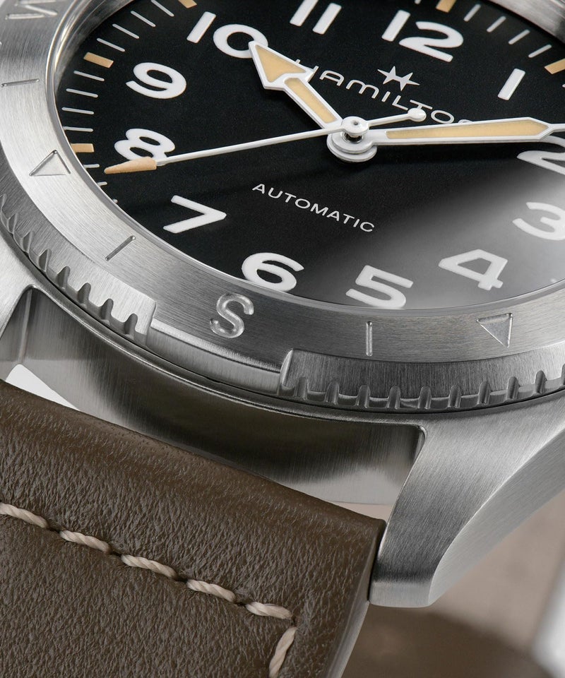 Hamilton Watch Hamilton Khaki Field Expedition Automatic Men's Watch, 37mm Stainless Steel Case, Swiss Made, Black Dial Analog Wrist Watch, 100m Waterproof, Sapphire Crystal, 3-Hand Movement, Calf Leather Strap - Image 2