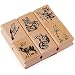 Tvoip 6Pcs Stylish Vintage Cute Animal Plant Wooden Rubber Stamps Scrapbooking Painting Cards Deer Panda Rabbit Flower Decor DIY Craft - Image 2