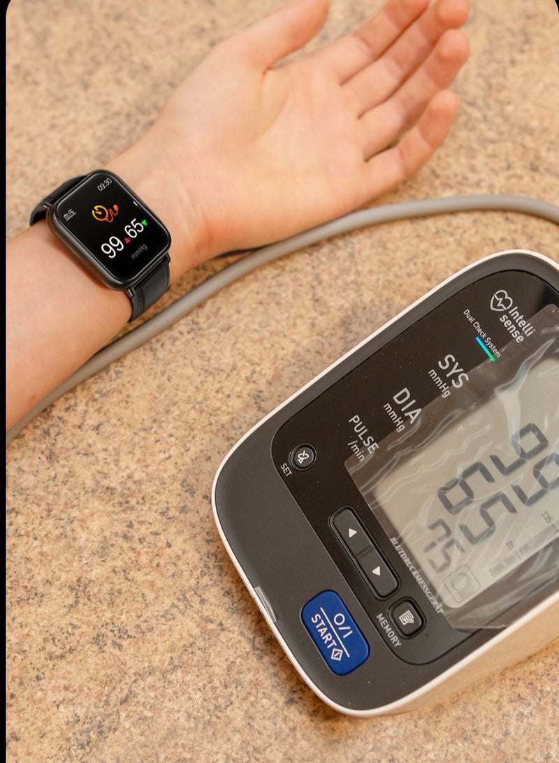 AROAQ Tk10 Smart Watch, Touch Screen Tactical Smartwatch, Hd Display Health Montoring Watch, Blood Presssure Temperature Monitoring Heart Rate  Smart Watch, Black shell (brown belt) - Image 2