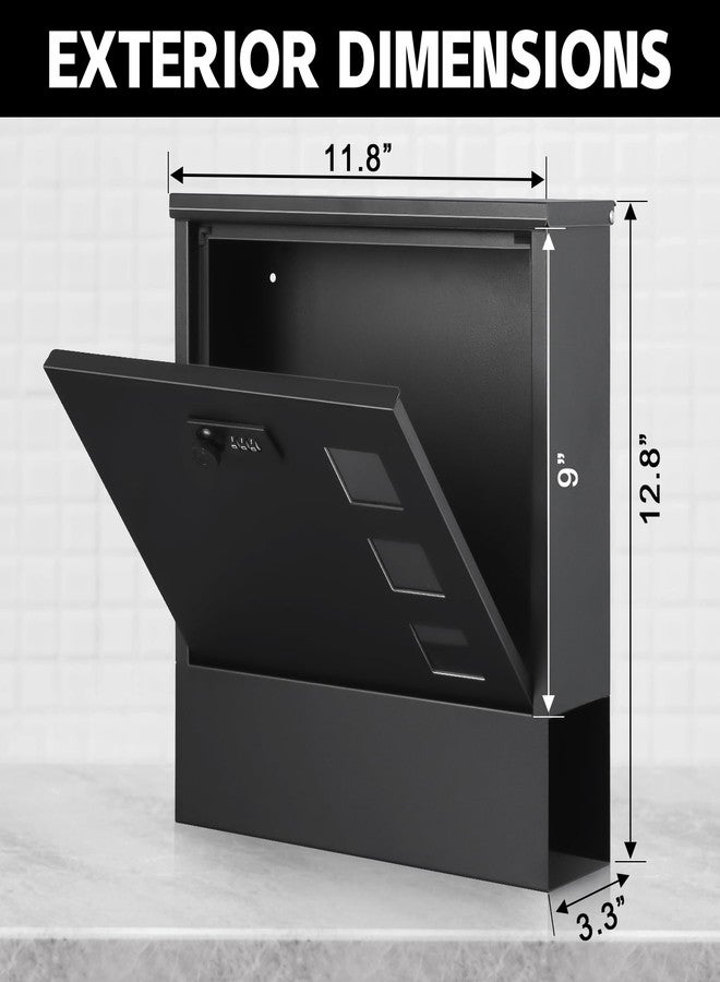 xydled Mailbox with Combination Lock,Large Capacity Wall Mounted Locking Security Mailbox,Large Mail Box with Newspaper Compartment，Black - Image 2