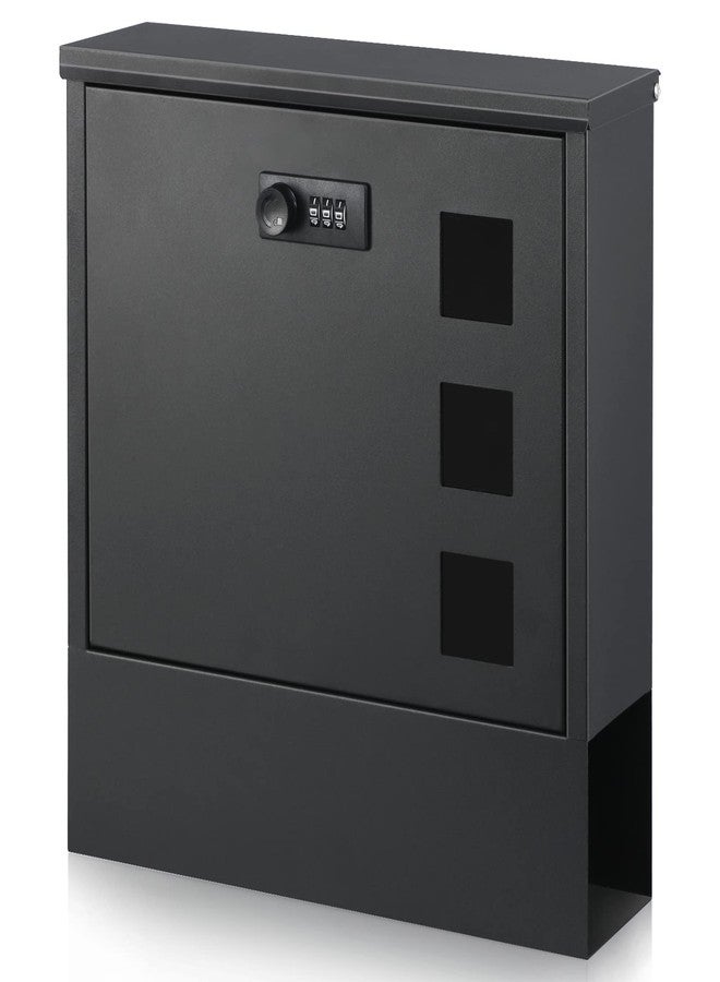 xydled Mailbox with Combination Lock,Large Capacity Wall Mounted Locking Security Mailbox,Large Mail Box with Newspaper Compartment，Black - Image 1