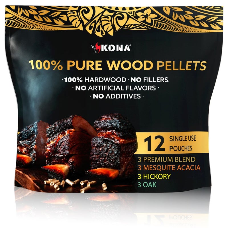 Kona Wood Pellets Intended for The Ninja Woodfire Grill 12 SingleUse Pouches 4 Flavors