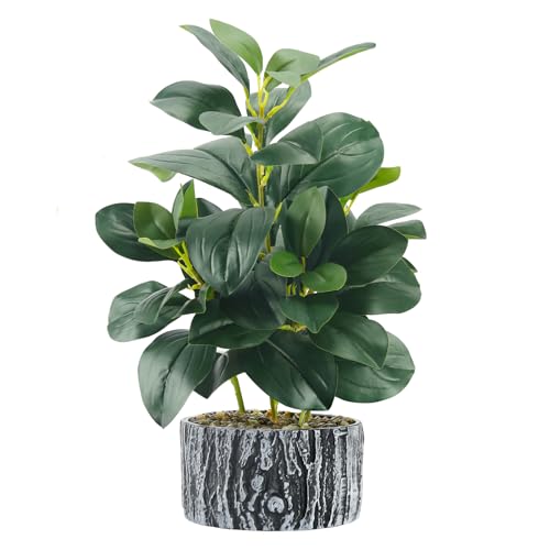 Der Rose Der Rose 17'' Fake Plants Artificial Plants Indoor with Black and White Striped Pots for Room Home Bathroom Bedroom  - Image 1