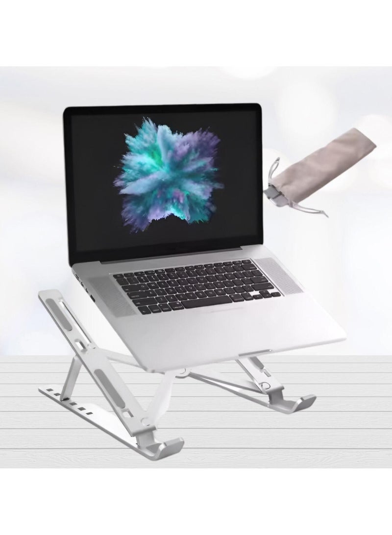 Sparkton Adjustable Laptop Stand  Ergonomic Foldable Stand for Laptops & Tablets (10"-17") - 6 Adjustable Heights Heat Dissipation Design Portable Sturdy Aluminum Alloy - Image 2