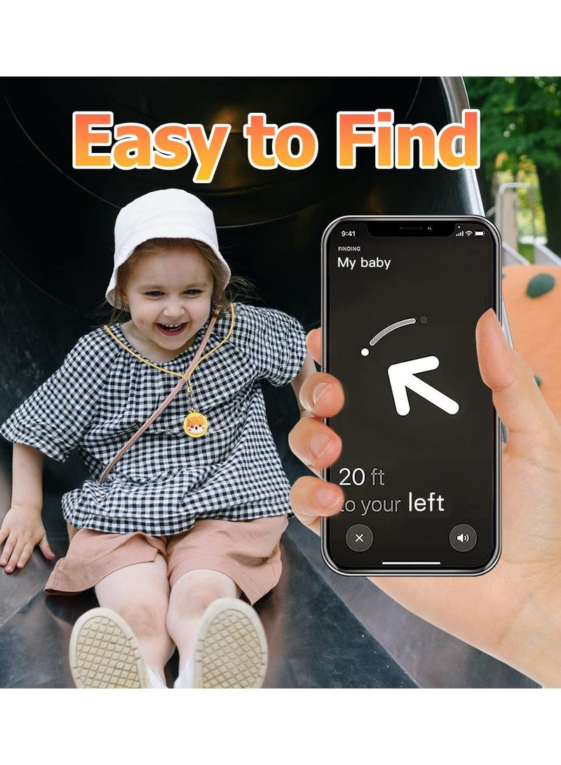 Anmi AirTag Necklace Kids, 2 Pack Holder for Apple Air Tag Toddler Silicone Hidden Case Convenient Than Wristband Bracelet Child AirTags Holder for Girls (Pink, Yellow), silicone - Image 3