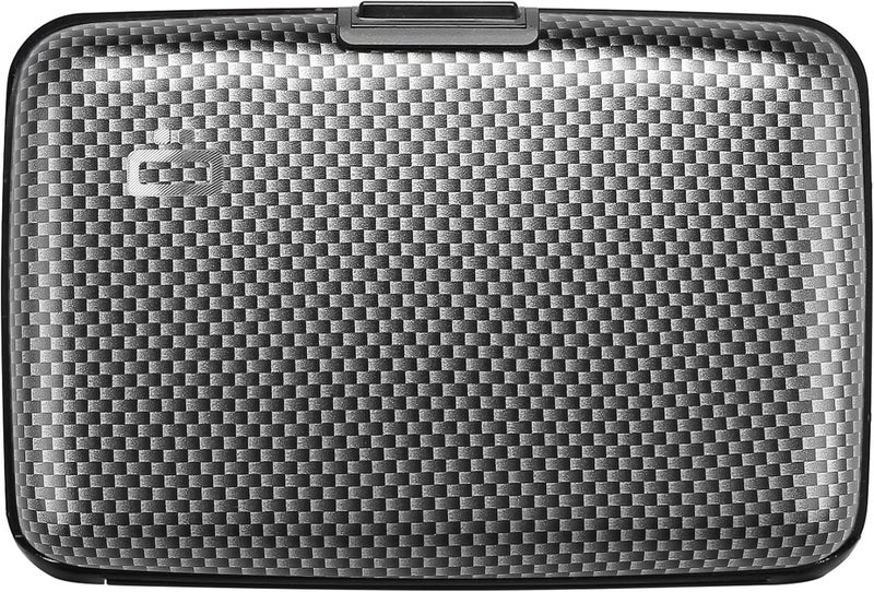 ÖGON -DESIGNS- Aluminum card holder, RFID Protection against fraud and demagnetization, Compact wallet, Smart Case STOCKHOLM V1 model (Carbon Effect) - Image 1
