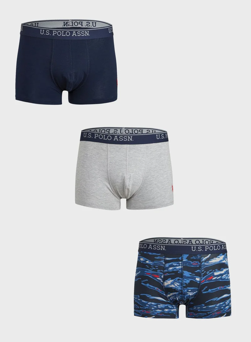 U.S. Polo Assn. 3 Pack Assorted Logo Band Trunks