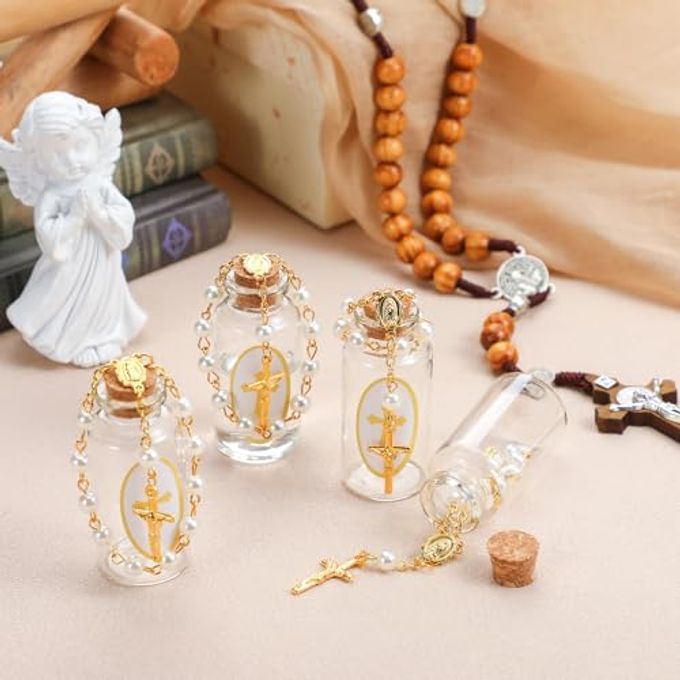 Chuangdi 36 Sets Holy Bottles Water Catholic with Cross Rosary Holy Container Water Glass Cork Stopper for Christian Church Baptism First Communion Jerusalem Wedding Party Favor Gifts(20 ml) - Image 5