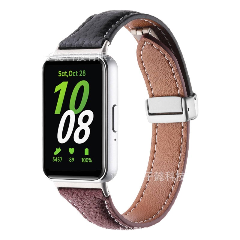 سوار ساعة ذكية سوار جلدي كلاسيكي متوافق باللون أسود قابل للتعديل مع Samsung Galaxy Watch بملاءمة قابلة للتعديل وحزام بديل - Image 1