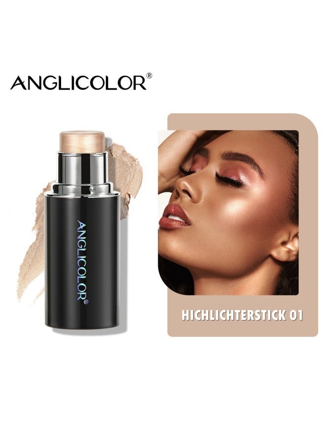 Anglicolor Natural Contouring Stick, Waterproof Highlighter Stick, Multi-functional 3D Blush Stick, Long-lasting Color, Moisturizing and Hydrating (HICHLICHTERSTICK 01) - Image 1