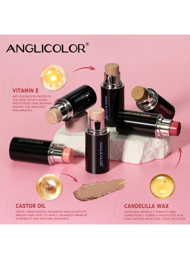 Anglicolor Natural Contouring Stick, Waterproof Highlighter Stick, Multi-functional 3D Blush Stick, Long-lasting Color, Moisturizing and Hydrating (HICHLICHTERSTICK 01) - Image 5
