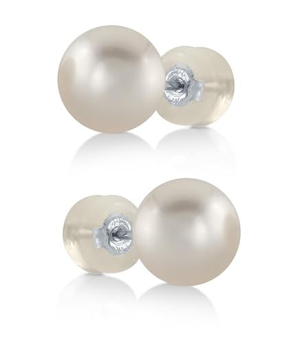 THE PEARL SOURCE White Japanese Akoya Real Pearl Earrings for Women - 14k Gold Stud Pearl Earrings | Hypoallergenic Earrings with Genuine Cultured Pearls, 7.0-7.5mm - Image 1